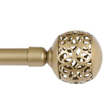 H.VERSAILTEX Single Retractable Curtain Rod for Windows 66"-120"，3/4 Inch Diameter Carved Hollow Ball Tail,Bronze