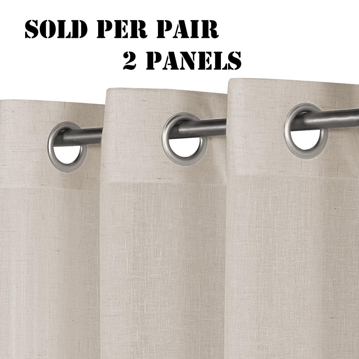 H.VERSAILTEX Linen Sheer Curtains 2 Panel Sets 96 Inch Length- Semi Transparent Privacy Sheer Vertical Curtains & Drapes for Sliding Glass Doors, Angora, 52 x 96 Inch