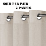 H.VERSAILTEX Linen Sheer Curtains 2 Panel Sets 96 Inch Length- Semi Transparent Privacy Sheer Vertical Curtains & Drapes for Sliding Glass Doors, Angora, 52 x 96 Inch