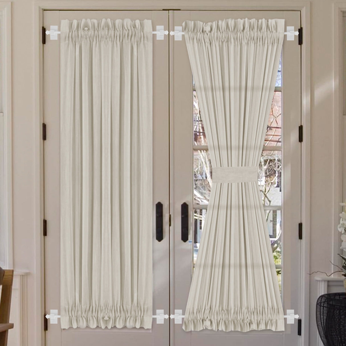 H.VERSAILTEX Classic Collection Contemporary Stainless Steel Square Adjustable Magnetic Curtain Rods, 16 - 28 in White