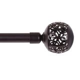 H.VERSAILTEX Single Retractable Curtain Rod for Windows 66"-120"，3/4 Inch Diameter Carved Hollow Ball Tail,Bronze