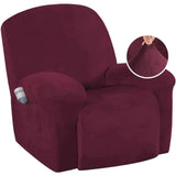Velvet Plush Slip Covers for Recliners with Arms 1-Piece Stretch Recliner