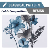 H.VERSAILTEX 100% Blackout Curtains Cattleya Floral Printed Drapes Leah Floral Thermal Bedroom Curtains for Living room with Black Liner 2 Panels,52" x 96",Grey/BLue