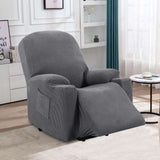 H.VERSAILTEX Slipcover Stretch Electric Power Lift Recliner Chair Cover with Side Pocket, Soft Thick Jacquard(Single Seat, Grey)