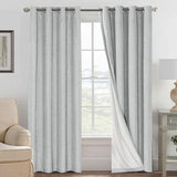 Linen Blackout Thermal Insulated  White Liner Grommet Top Curtains