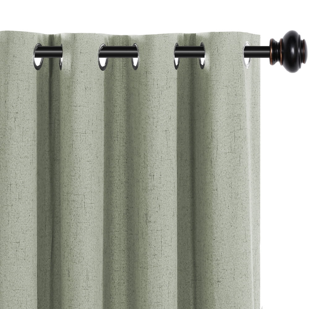 H.VERSAILTEX Natural Linen Blackout Curtains Set of 2 Panels, 100% Completely Blackout Curtains for Sliding Glass Door/Patio (52" x 96", Natural)