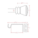 H.VERSAILTEX Contemporary Adjustable Single Black Curtain Rod Set, 0.75 Inch Diameter, Stainless Steel Finish with Square Finial, 28 - 48 In