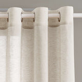 H.VERSAILTEX Farmhouse Natural Linen Sheer Curtains Flax Linen Blended Semi-Sheer Soft Grommet Drapes Set of 2 Panels for Bedroom , 52"x 96" ,Natural