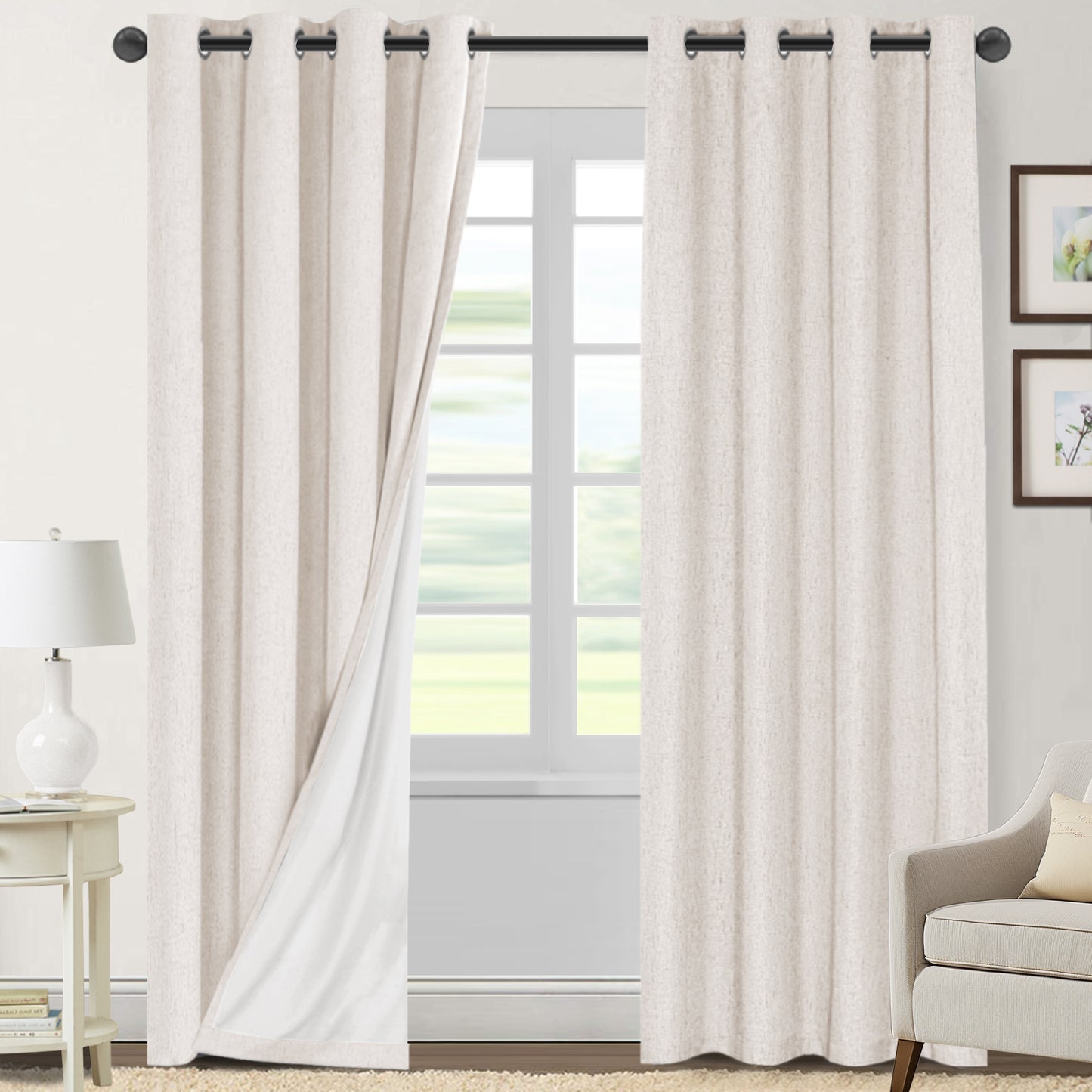 100% Blackout Faux Linen Curtains