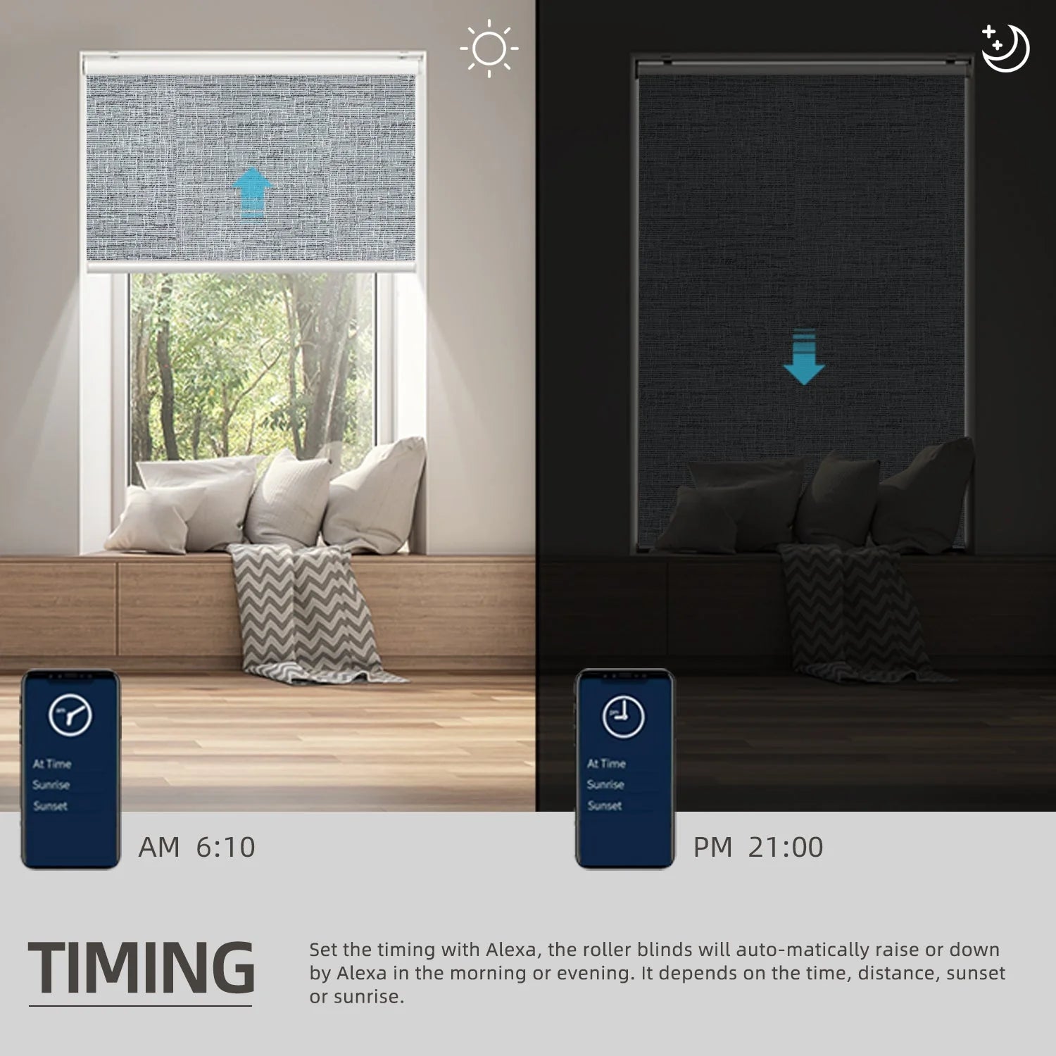 Hardwired Motorized Roller Shades 100% Blackout Safari